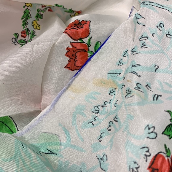 EUC Antique Hadson Cobalt Roll Hem Rayon and Silk Floral Scarf - Picture 8 of 8